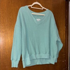 American Eagle Waffle Teal Sweater